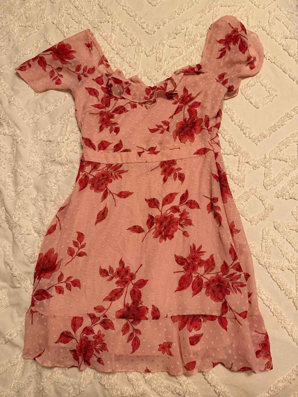 City Studio Pink Dress with Red Floral Print
